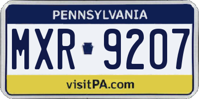 PA license plate MXR9207
