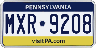 PA license plate MXR9208