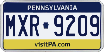 PA license plate MXR9209