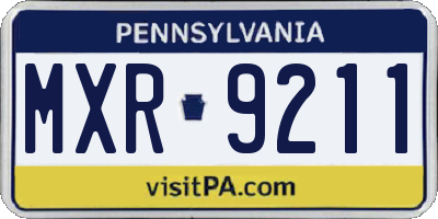 PA license plate MXR9211