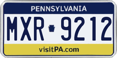 PA license plate MXR9212