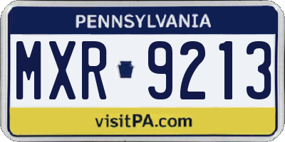 PA license plate MXR9213