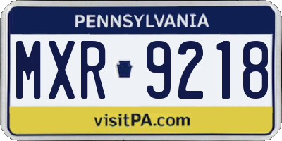 PA license plate MXR9218