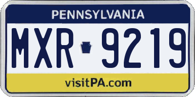 PA license plate MXR9219