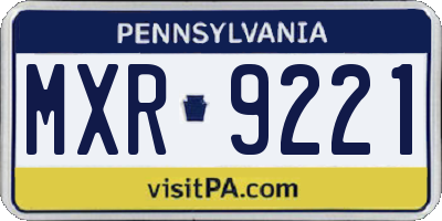PA license plate MXR9221