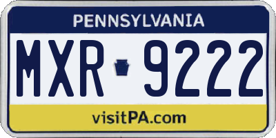 PA license plate MXR9222