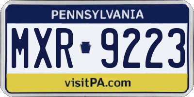 PA license plate MXR9223