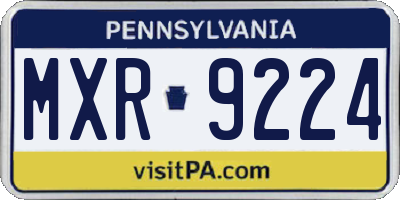 PA license plate MXR9224