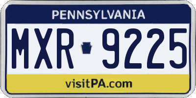 PA license plate MXR9225