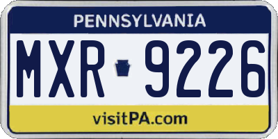 PA license plate MXR9226