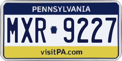 PA license plate MXR9227