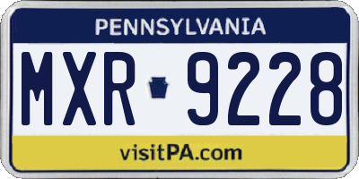 PA license plate MXR9228