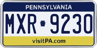 PA license plate MXR9230