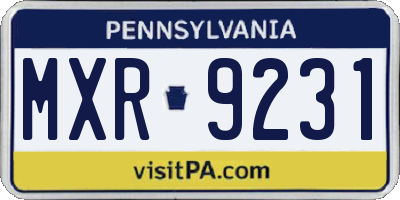 PA license plate MXR9231