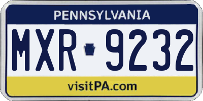 PA license plate MXR9232