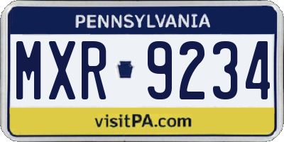 PA license plate MXR9234