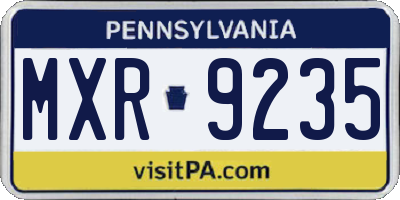 PA license plate MXR9235