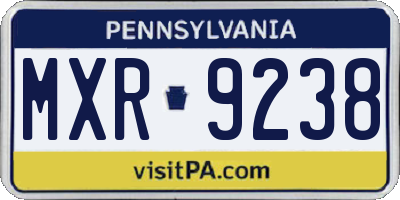 PA license plate MXR9238