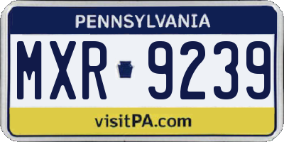 PA license plate MXR9239