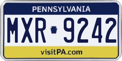 PA license plate MXR9242