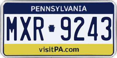 PA license plate MXR9243