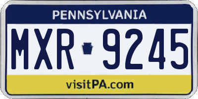 PA license plate MXR9245