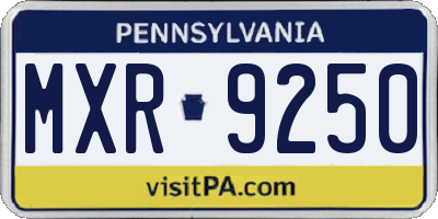 PA license plate MXR9250