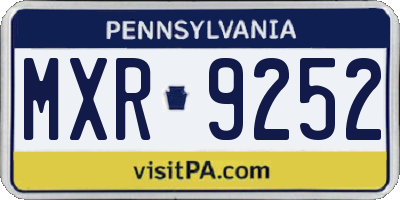 PA license plate MXR9252