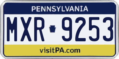 PA license plate MXR9253