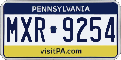 PA license plate MXR9254