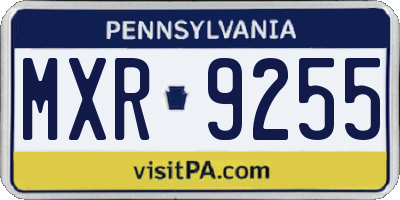 PA license plate MXR9255