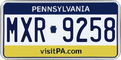 PA license plate MXR9258