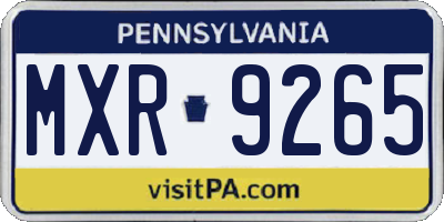 PA license plate MXR9265