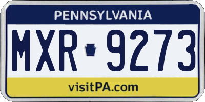 PA license plate MXR9273