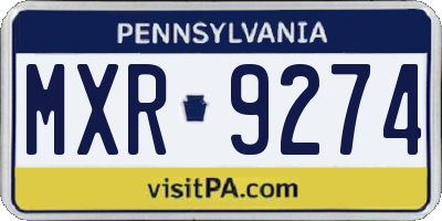 PA license plate MXR9274