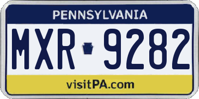 PA license plate MXR9282