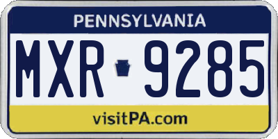 PA license plate MXR9285