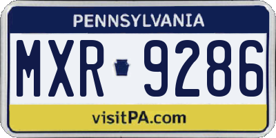 PA license plate MXR9286