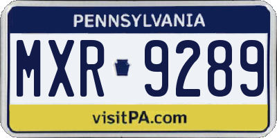 PA license plate MXR9289