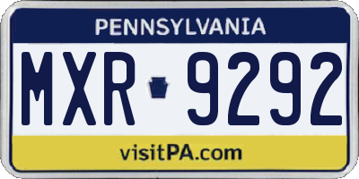 PA license plate MXR9292