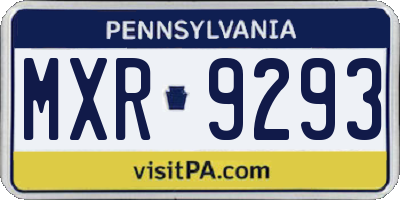 PA license plate MXR9293