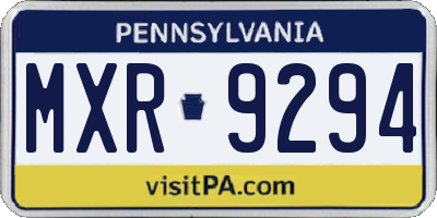PA license plate MXR9294
