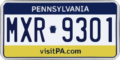 PA license plate MXR9301