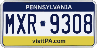 PA license plate MXR9308
