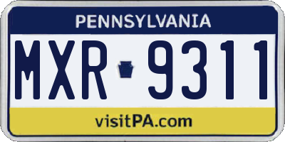 PA license plate MXR9311