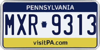 PA license plate MXR9313