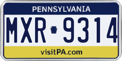 PA license plate MXR9314