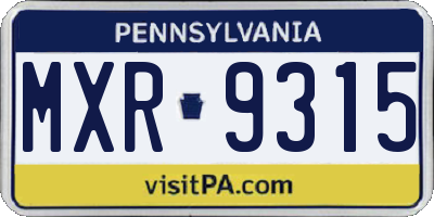 PA license plate MXR9315