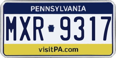 PA license plate MXR9317