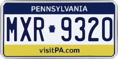 PA license plate MXR9320